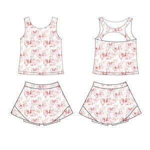 Conjunto de Yoga Puresun OEM para Niñas, Ropa de Ballet, Traje Deportivo con Lazo Rosa y Estampado Floral, Ropa Infantil - Product Image 2