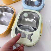 Boîte à lunch isotherme en acier inoxydable pour enfants, 2 compartiments, anti-fuite, pour l'école, type bento
