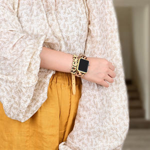 独占デザイン本革馬毛スマートウォッチバンドレターワードレザーウォッチブレスレット卸売ドロップシッピング - Product Image 1