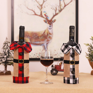 YQ-5045 natale Plaid maglione bottiglia di vino con colletto Design per le decorazioni della festa di natale - Product Image 3