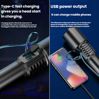 Nouvelle lampe torche LED extérieure en alliage d'aluminium, 1050 lumens, étanche IP44, rechargeable par USB, portée du faisceau de 3000 m, portable