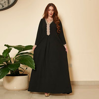 Marque privée Mode musulmane du Moyen-Orient Kaftan avec dentelle Robe Femme Abaya Robe musulmane