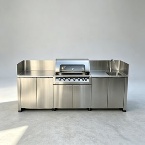 Cucina da Esterno in Acciaio Inox 304 con Griglia BBQ, Lavello Integrato, Mobiletto con Griglia a Gas Personalizzato, Cassetto Scorrevole e Cerniere Moderne - Product Image 2