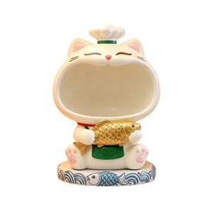 งานฝีมือเรซิ่นรูปแมวเช<span class=keywords><strong>ฟ</strong></span>โคอิ - ที่เก็บของบริเวณทางเข้าพร้อมฐานรูปปลา, ของตกแต่งห้องครัว, เห<span class=keywords><strong>มา</strong></span>ะสำหรับเก็บกุญแจและของตกแต่งบ้านสไตล์โมเดิร์น - Product Image 1