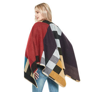 Op Maat Gemaakte Logo Winter Vrouwen Poncho Monogram Deken Kasjmier Wol Gepersonaliseerde Sjaal Geruite Poncho 'S Cape - Product Image 4