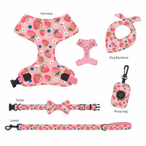 ストロベリーフルーツパターン犬のハーネスとリーシュセット大中小反射ベストポリエステル漫画のスタイルで作られた - Product Image 5