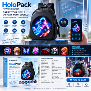 กระเป๋าเป้สะพายหลังโฮโลแกรม 3 มิติ HoloPack สำหรับโฆษณาและแฟชั่น  กระเป๋าแสดงสินค้าโปรโมชั่น  กระเป๋าเป้ LED  ของขวัญ - Product Image 1