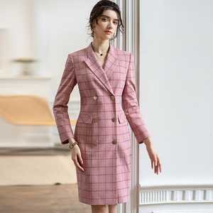 <span class=keywords><strong>Enrejado</strong></span> Rosa original diseñado doble botón de fábrica al por mayor <span class=keywords><strong>para</strong></span> las mujeres ocasión vestidos hasta la rodilla ODM OEM ropa de negocios - Product Image 5