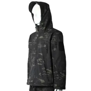 Veste Tactique pour Fans pour Hommes Veste de Combat Imperméable Camouflage à Capuche Manteau Softshell Uniforme