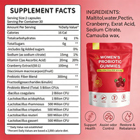 Gummies probiotiques pour femmes sans sucre, sans gluten, saveur canneberge, favorisent le bien-être féminin et la santé intestinale, complément alimentaire