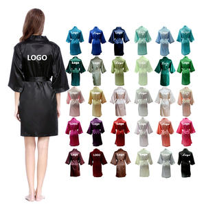 Kimono de satén de seda para mujer al por mayor, bata de boda con logotipo - Product Image 1