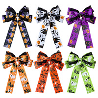 Barrettes à cheveux d'Halloween pour filles, avec motifs citrouille, fantôme, chauve-souris et longues nœuds, accessoires pour fêtes cosplay d'Halloween pour enfants