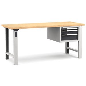 Établi Fami Master 200cm gris avec plateau en bois et 3 tiroirs - Product Image 1