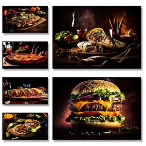 แฮมเบอร์เกอร์รูปสุนัขทาโก้ไก่งวงร้อนไวอร่อยภาพศิลปะติดผนังสำหรับตกแต่งห้องครัวบ้านร้านอาหาร - Product Image 2