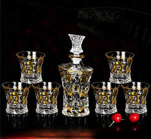 Ensemble de verres à <span class=keywords><strong>whisky</strong></span> et à vin rouge de luxe <span class=keywords><strong>français</strong></span>, verre en cristal européen haut de gamme avec fil doré importé pour la maison ou comme cadeau - Product Image 5