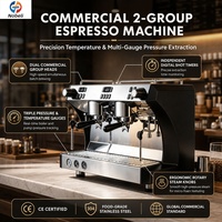 Machine à expresso professionnelle 2 groupes, double chaudière 5,25 L, 9 bars, semi-automatique, facile à nettoyer, certifiée CE