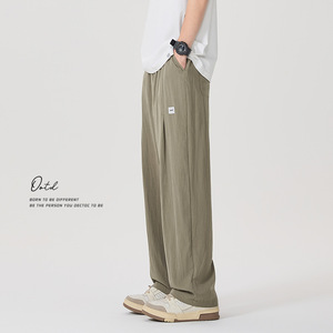 Heren Zomer Casual Fleece Broek Anti-Pilling Geweven Koel Ademend Zonwerend Beschermd Midden Taille Platte Voorkant Trekkoord Sluiting Dun - Product Image 2