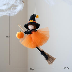 Nuevas decoraciones de Halloween para colgar en la pared, escoba de calabaza, muñeca de bruja, decoraciones para fiestas en casa, suministros, accesorios de ambiente festivo - Product Image 6