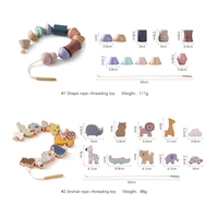 New Animal Montessori Educational Wooden Lacing Toys for Toddlers 1-3 Threading Beads Occupational Therapy Toys for Toddlers