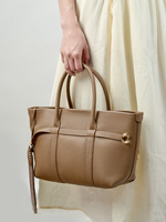Sacs fourre-tout pour femmes en cuir de vachette pleine fleur, grande capacité, avec fermoir à bascule et petite pochette amovible, sac à main quotidien pour femmes