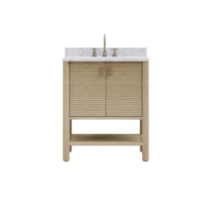 Modern Minimalist Wood Bathroom Vanity 60 In Floor Standing Rectangular With Drawers <b>Light</b> Finish - Product Image 3