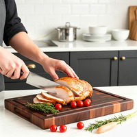 Premium dik acaciahouten snijplank met eindnerfstructuur, extra stevig, voor de keuken