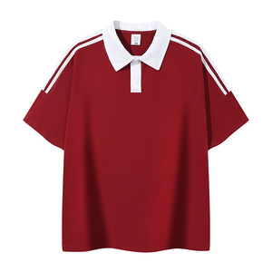 เสื้อโปโล สีขาว สีดำ สีน้ำเงินกรมท่า สีแดงเบอร์กันดี ผ้าฝ้าย สีพื้น แขนสั้น ใส่ได้ทุกวัน ชุดยูนิฟอร์มสำหรับโปรโมชั่น - Product Image 4