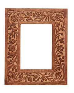 Marco de Fotos de Madera Hecho a Mano con Intrincados Relieves Florales y Detalles de Incrustaciones de Latón para una Decoración de Pared Elegante y un Regalo Premium - Product Image 4