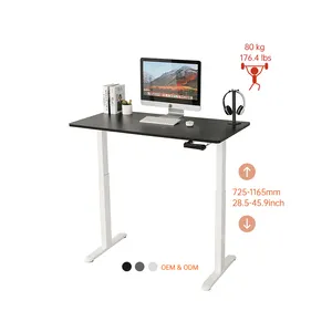 Adults Student Study Table Height Adjustable Hand Crank Modern Round Edge Stand Up Office Desk With MDF Desktop