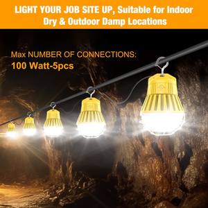 Lámparas de trabajo portátiles con proyector LED de 100W/80W/60W para obras de construcción, exteriores, seguridad de garajes, con enchufe estadounidense AC. - Product Image 5