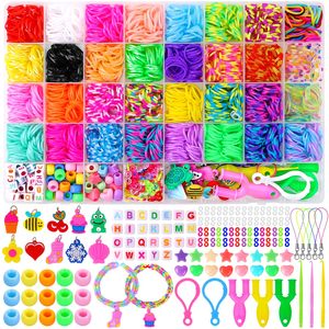 Kit de fabrication de bracelets <span class=keywords><strong>en</strong></span> élastiques DIY 2700+ pièces, 32 couleurs arc-<span class=keywords><strong>en</strong></span>-ciel, avec perles et breloques, kit de démarrage pour la création de bijoux pour enfants - Product Image 1
