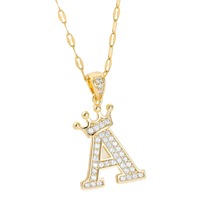 Collar con Colgante de Letra Inicial Chapado en Oro, 26 Letras del Alfabeto de la A a la Z, Micro Pavé de Circonitas, Joyería Personalizada con Nombre para Mujer