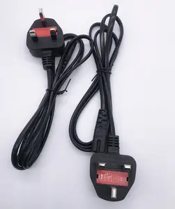 UK Standard 3 Pin Power Cable for Computer Free Sample with 5m 10m 2m 1m 1.8m 1.5m Length Options and 2 AC Outlets