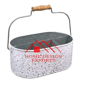 Fiestas Utensilio de granja Servir Ware Holder Galvanizado Diseño elegante Martillado a mano Utensilio de cocina Caddy - Product Image 3