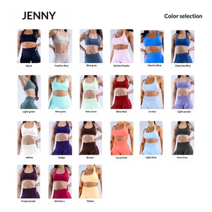 Ensemble <span class=keywords><strong>de</strong></span> sport d'<span class=keywords><strong>été</strong></span> en nylon pour femme Jenny : Haut dos nu et short taille haute effet push-up pour la course, le fitness et le yoga - Product Image 3