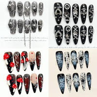 10 pièces/boîte – Ongles artificiels 3D en acrylique faits main au design unique pour Halloween – Vente en gros de faux ongles de haute qualité pour les fêtes