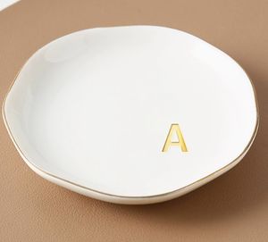 11*11*2 см белый фарфор нерегулярные английские буквы держатель для ювелирных изделий блюдо керамическое кольцо лоток безделушку тарелка для декора коробка для хранения - Product Image 2
