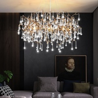 Style de luxe goutte d'eau linéaire cristal LED lustre design salon salle à manger chambre éclairage personnalisation
