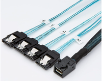 Kabel Fanout SFF 8643 ke 4 SATA 7 Pin 12Gbps HD Mini SAS Kabel Server Internal untuk Pengontrol RAID Penyimpanan HDD SSD