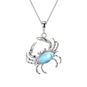 Colgante de Plata de Ley 925 con Baño de Rodio y Engaste de Bisel en Forma de Carbón con Larimar, Venta al por Mayor, Regalo - Product Image 1