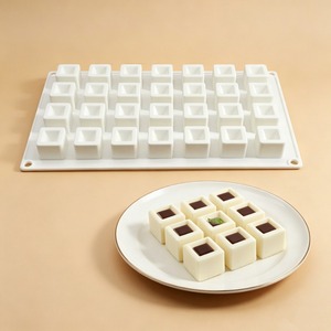 28-cavity <b>mini</b> cube mousse silicone mold, filling chocolate ice cube mold, easy-to-unmold, home <b>baking</b> tool - Product Image 2