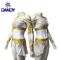 Uniforme de danse de cheerleading personnalisé pour adultes, design blanc, jupe de compétition sportive avec diamants