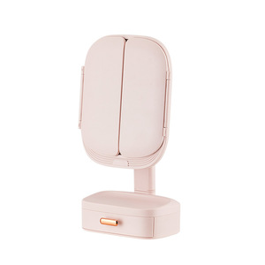 Vanity <b>Mirror</b> With <b>Light</b> Rotatable Multi Functional Makeup <b>Mirror</b> Desktop Storage Box For Bedroom <b>Dressing</b> <b>Table</b> - Product Image 3