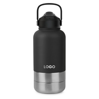 Bouteille d'eau isolée pour animaux de compagnie, gobelet en acier inoxydable avec couvercle magnétique, alimentation en eau en extérieur, bol pour nourriture pour chien