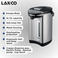 Bouilloire Électrique Grande Capacité LANCO 4L/5L, Distributeur d'Eau Chaude, Protection Contre la Sécheresse, Thermo Pot Électrique