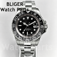 Montre de plongée de luxe BLIGER 43 mm pour homme, style marin, lunette rotative, acier inoxydable, bracelet poli, lumineuse, mouvement mécanique NH35A