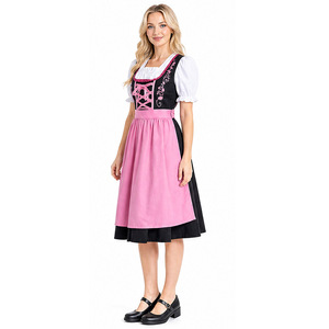 Pink Dirndl Dress <b>Oktoberfest</b> <b>Costume</b> Bavarian Halloween Cosplay - Product Image 3