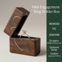 Boîte à bijoux rectangulaire vintage en bois massif du Vietnam, petite boîte à bagues plate et fine pour demande en mariage