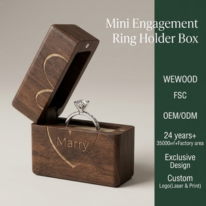 Vietnam Vintage Solid Wood rectangle Jewelry Storage <b>Box</b> Wooden Engagement Ring <b>Box</b> <b>Small</b> Slim Flat Ring Case for Proposal - Product Image 4
