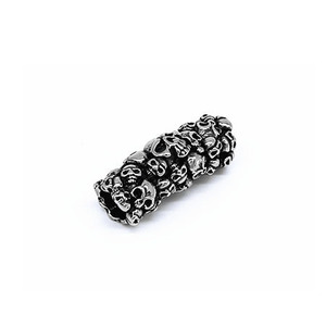 yunnique Stainless Steel Cylindrical Jewelry Tube Sleeve Skull Relief For Bracelet Making PJ0040B - Product Image 1